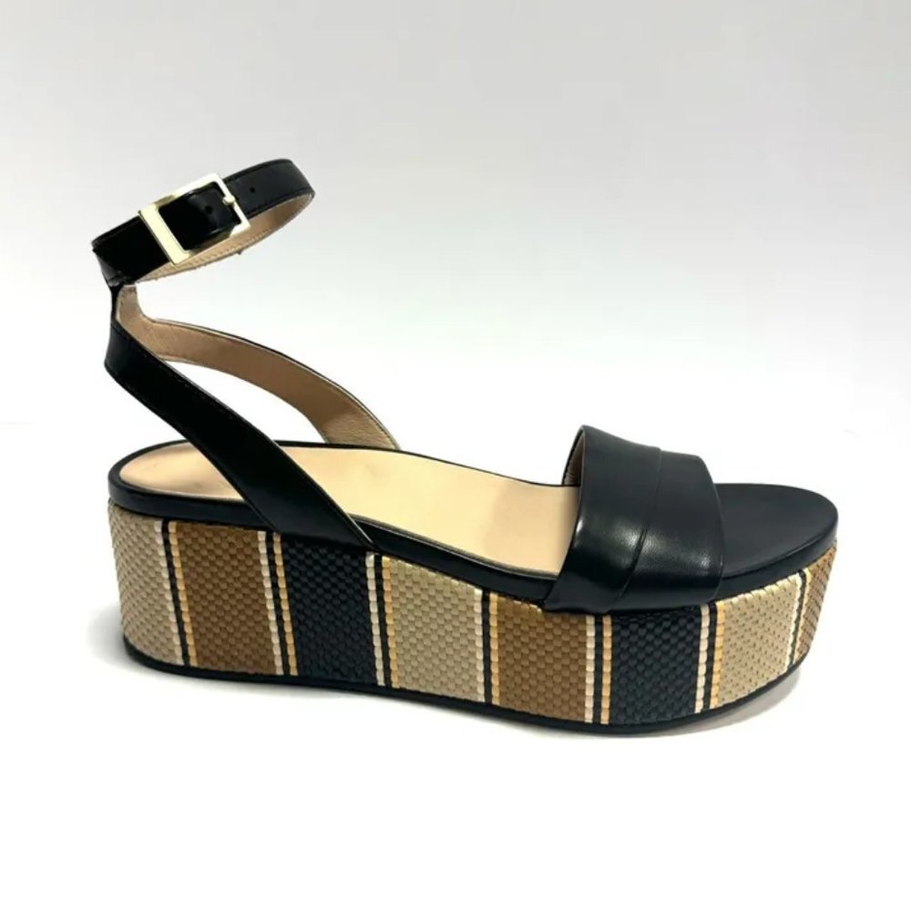 Naturalizer Black and Tan Platform Ankle-Strap Sandals